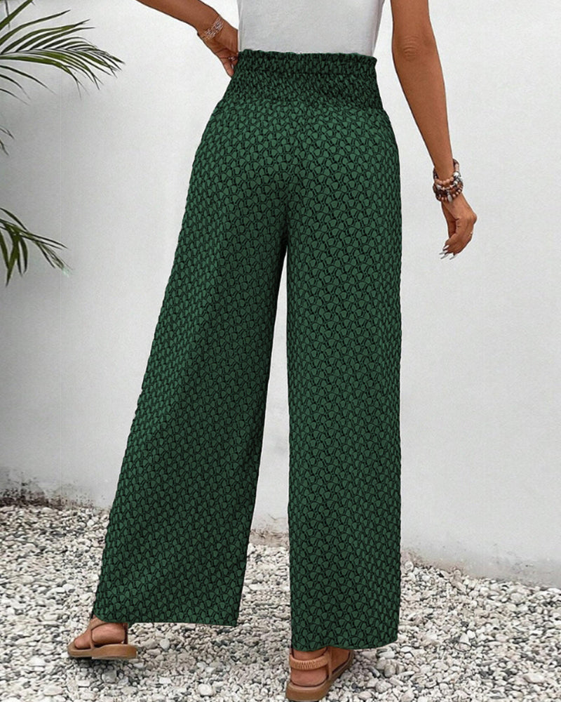 Luna | Women’s Smocked Waist Palazzo Trousers