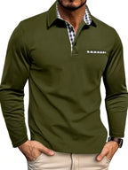 Zipari | Men's Long Sleeve Polo Shirt for Winter - Warm Thermal Polo Top Olive Green