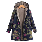 Inspire | Women's Jacket | Hooded Floral Print Navy Blue