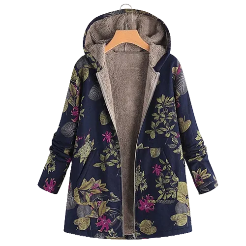 Inspire | Women's Jacket | Hooded Floral Print Navy Blue