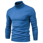 Admire | Men's Mock Neck Turtleneck Sweater - Soft Knit Pullover Bright Blue