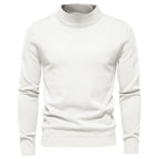 Admire | Men's Mock Neck Turtleneck Sweater - Soft Knit Pullover White