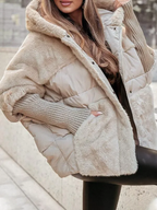 Long Quilted Cape with Faux Fur Collar for Women | Ideal for Winter