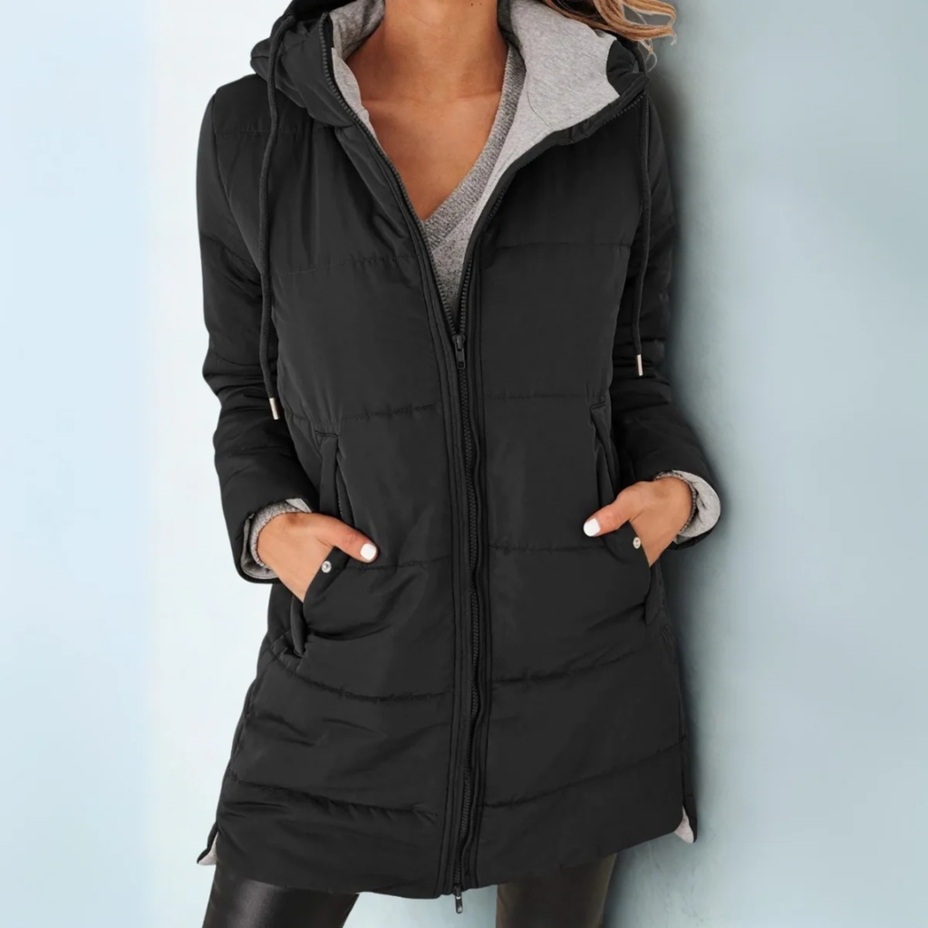 Pamelo | Women's Elegant Hooded Winter Coat - Warm Padded Puffer & Long Wool Parka