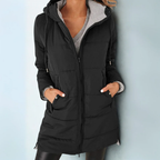 Pamelo | Women's Elegant Hooded Winter Coat - Warm Padded Puffer & Long Wool Parka
