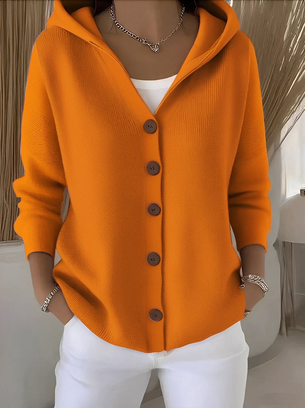 Bersh | Cozy Long-Sleeve Hooded Jacket for Women Orange