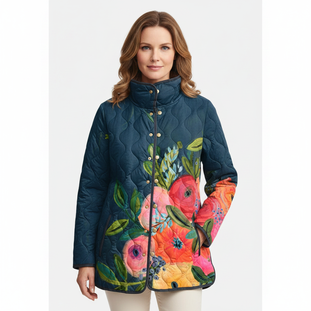 Umami | Women's Floral Jacket - Multicolor Botanical Print Lightweight Bomber & Blazer