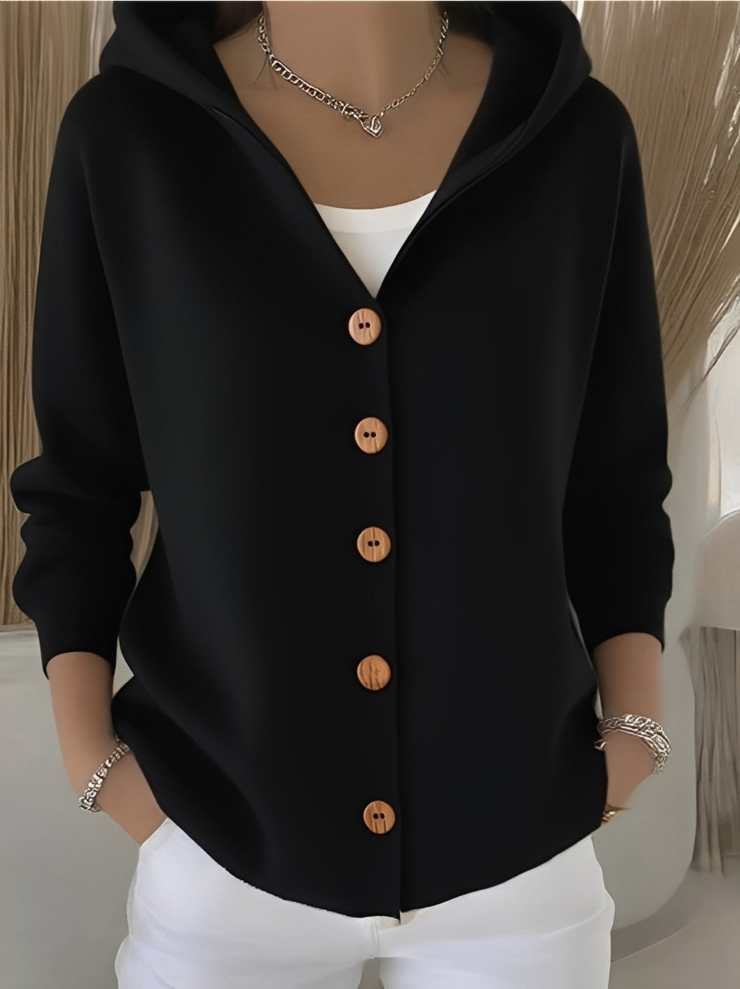 Bersh | Cozy Long-Sleeve Hooded Jacket for Women Black