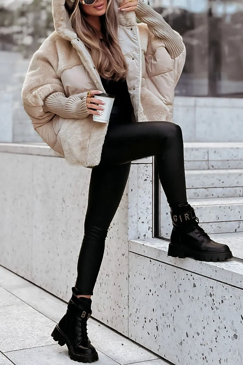Long Quilted Cape with Faux Fur Collar for Women | Ideal for Winter