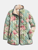 Parsha | Women’s Jacket | Quilted Design with Floral Print Light Green