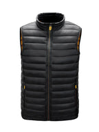 Miles | Men's Lightweight Quilted Bodywarmer Vest - Stand Collar Zip-Up Gilet & Puffer Vest Black
