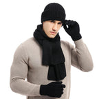 Hommes | Men's 3-Piece Winter Accessories Set - Knitted Beanie Hat, Scarf & Touchscreen Gloves