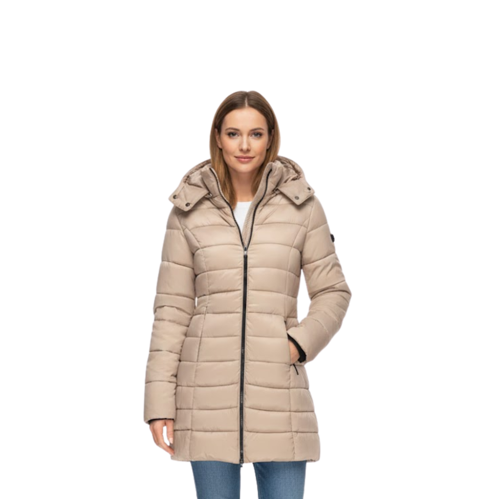 Luna | Mid-Length Quilted Parka with Hood for Women