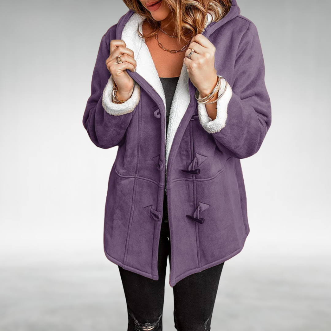 Dôre | Women's Fleece-Lined Winter Coat - Warm Thermal Long Parka & Puffer Jacket Purple