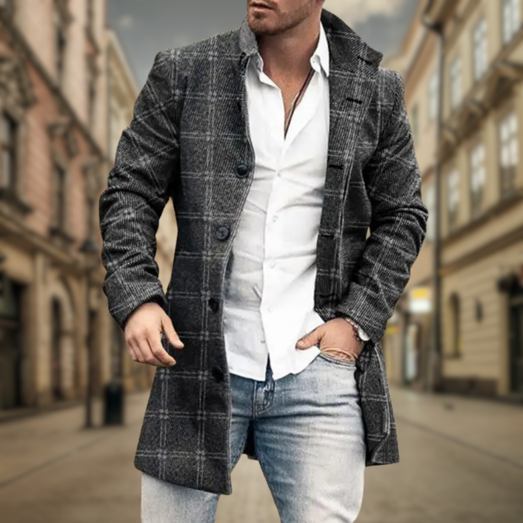 Hermosa | Men's Winter Coat | Button-Up Front with Pockets Dark Gray
