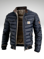 Hermosa | Men's Quilted Jacket with Stand Collar - Lightweight Winter Coat Navy
