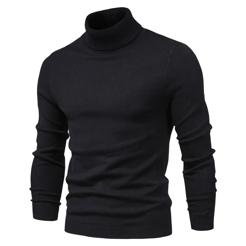 Admire | Men's Mock Neck Turtleneck Sweater - Soft Knit Pullover Black