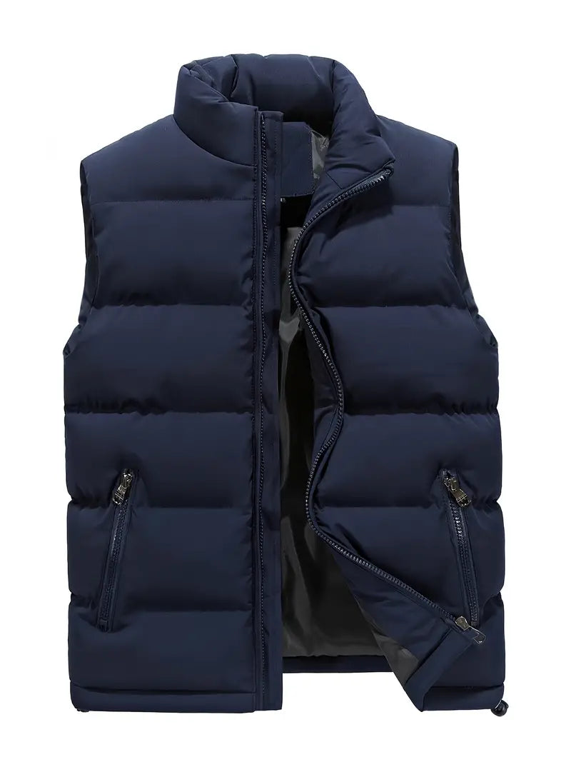 Anthony | Men's Quilted Body Warmer Vest with Zip Pockets - Black Insulated Gilet & Puffer Vest Blue