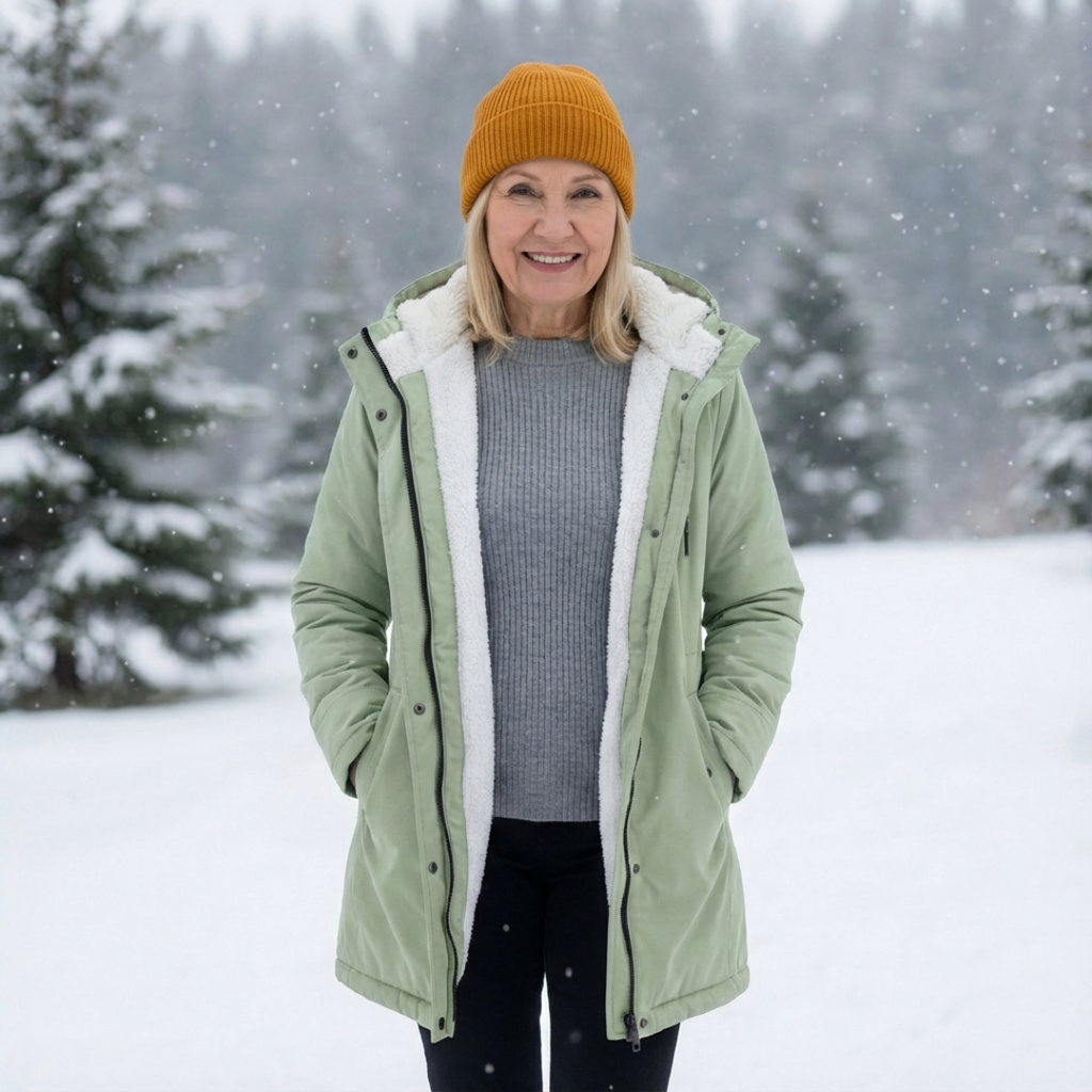 Luna | Women's Quilted Winter Coat - Warm Padded Puffer & Longline Hooded Parka Mint Green