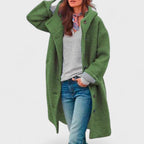 Amore | Women's Coat | Button Fastening Long Sleeve Dark Green