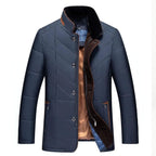 Admire | Men's Quilted Winter Jacket - Warm Padded Puffer with Front Zip & Pockets Dark Blue