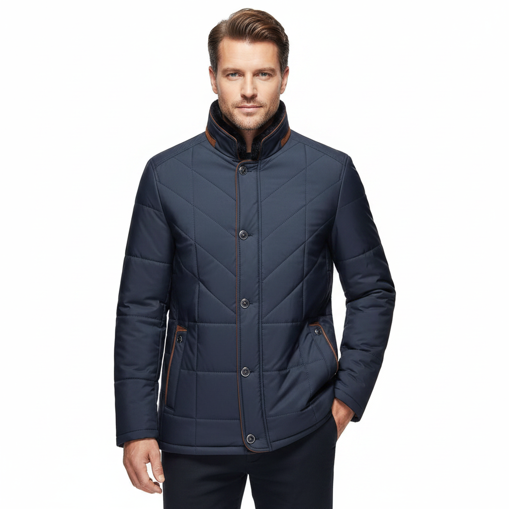 Admire | Men's Quilted Winter Jacket - Warm Padded Puffer with Front Zip & Pockets