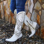 Chāme | Women's Western Knee-High Boots - Pointed Toe Cowboy & Cowgirl Tall Boots White