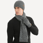 Hommes | Men's 3-Piece Winter Accessories Set - Knitted Beanie Hat, Scarf & Touchscreen Gloves