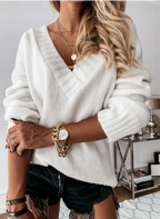 Ēden | Ava | Casual Comfy Top with Elegant V-Neck White