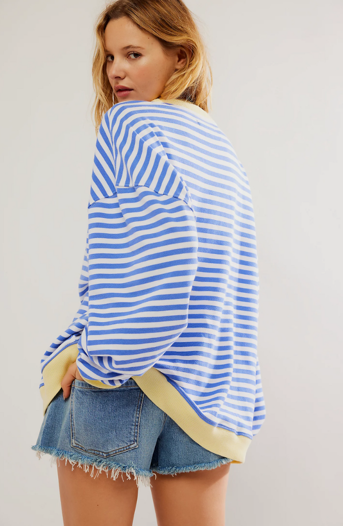 Mechi | Women's Striped Oversized Sweater - Loose Fit Knit Pullover