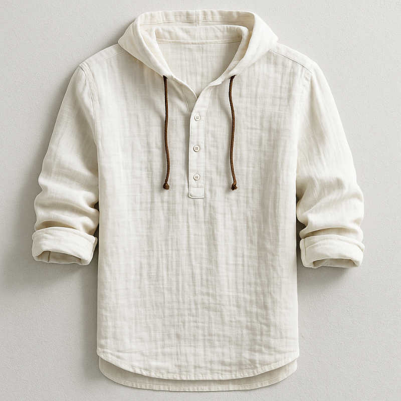 Ranches | Men’s Hooded Shirt with Long Sleeves and Rounded Hem