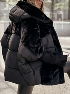 Long Quilted Cape with Faux Fur Collar for Women | Ideal for Winter