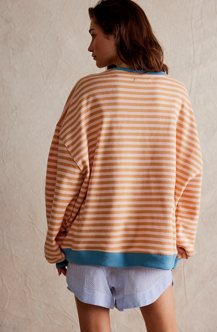 Mechi | Women's Striped Oversized Sweater - Loose Fit Knit Pullover
