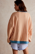 Mechi | Women's Striped Oversized Sweater - Loose Fit Knit Pullover