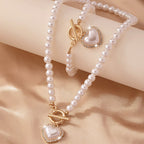 Zahara | 2pc Beaded Heart Pendant Bracelet and Necklace Set – Luxury Designer Jewelry Set & Minimalist Layering Chain