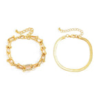 Lumina | 2pc Statement Chain Lock & Herringbone Bracelet – Luxury Designer Jewelry Set & Minimalist Layering Chain