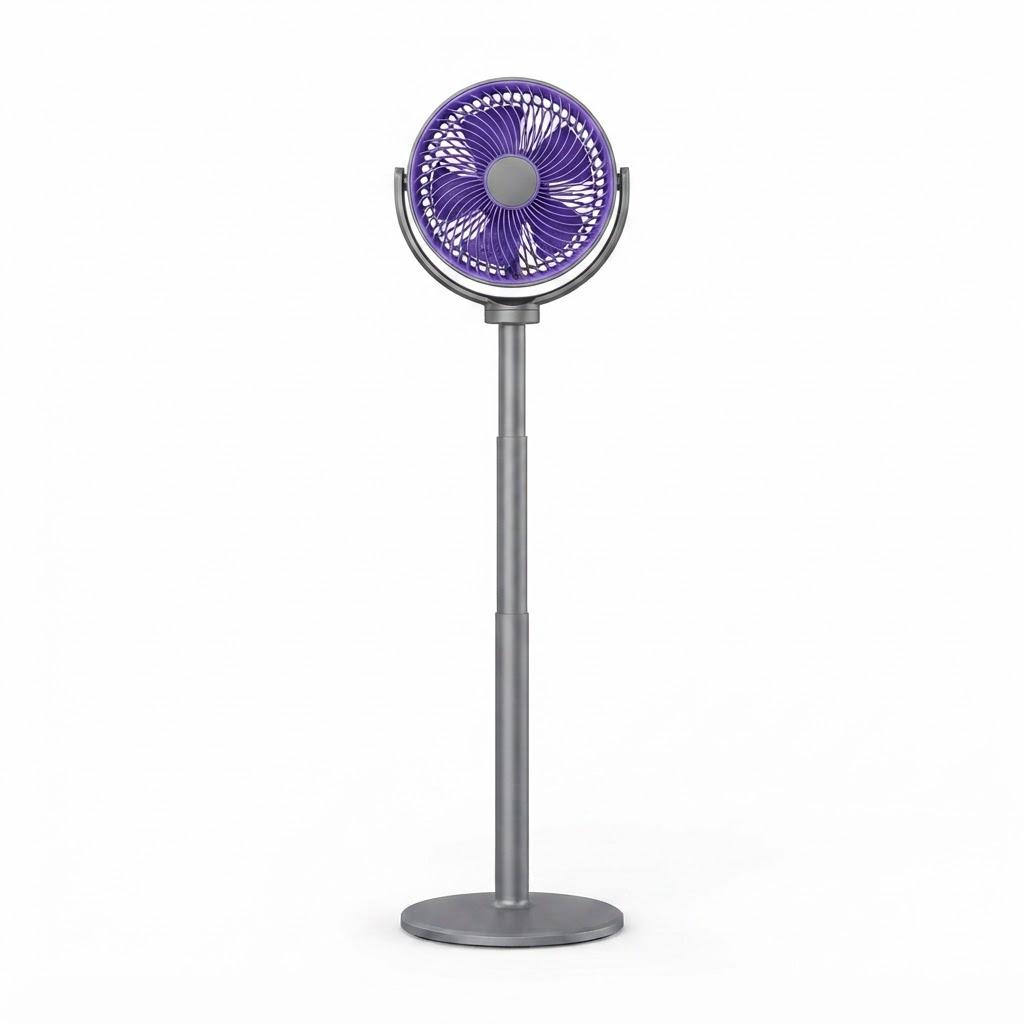 3-in-1 Air Circulator Pedestal Fan – 5 Speeds, 4 Adjustable Heights, Quiet USB-C Standing Fan for Bedroom, Office & RV Purple