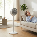 3-in-1 Air Circulator Pedestal Fan – 5 Speeds, 4 Adjustable Heights, Quiet USB-C Standing Fan for Bedroom, Office & RV