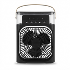 3-in-1 Mini Air Cooler Fan – Portable Humidifier & LED Night Light, USB Desktop Air Conditioner Fan for Home & Office black