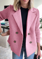 Damaris | Women's Structured Lapel Coat - Elegant Tailored Wool Blend Longline Overcoat Pink