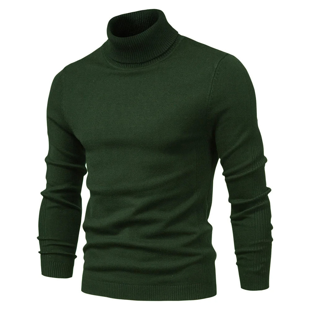 Admire | Men's Mock Neck Turtleneck Sweater - Soft Knit Pullover Army green