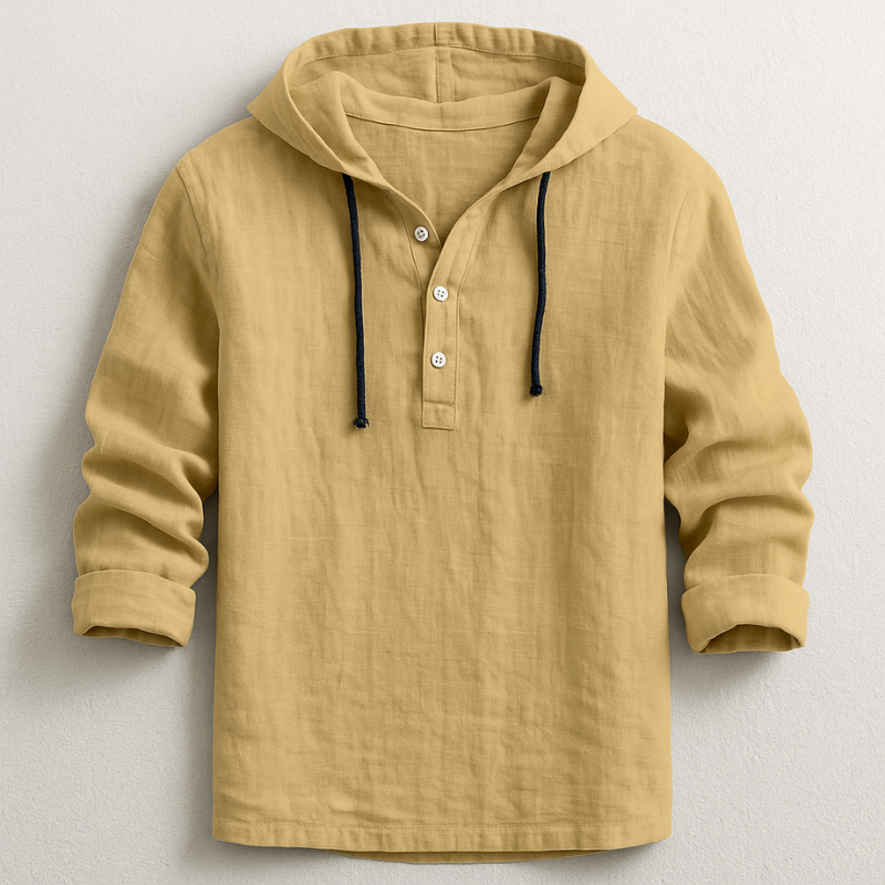 Ranches | Men’s Hooded Shirt with Long Sleeves and Rounded Hem