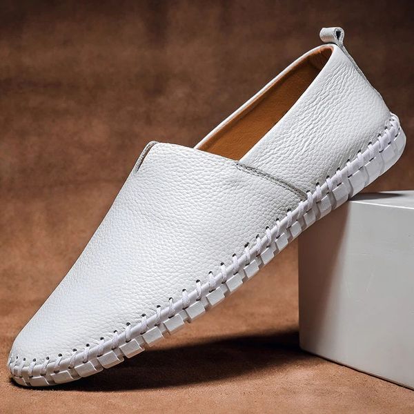 Hommes | Men’s Pebbled-grain Leather Loafers White