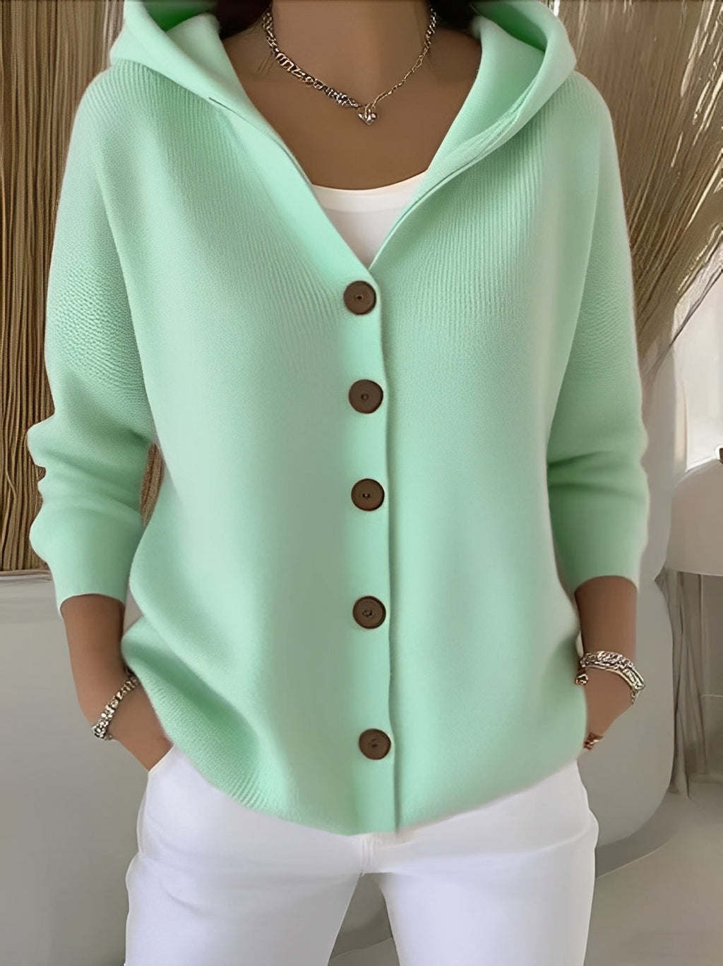 Bersh | Cozy Long-Sleeve Hooded Jacket for Women Green