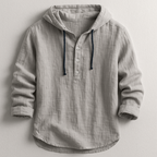 Ranches | Men’s Hooded Shirt with Long Sleeves and Rounded Hem
