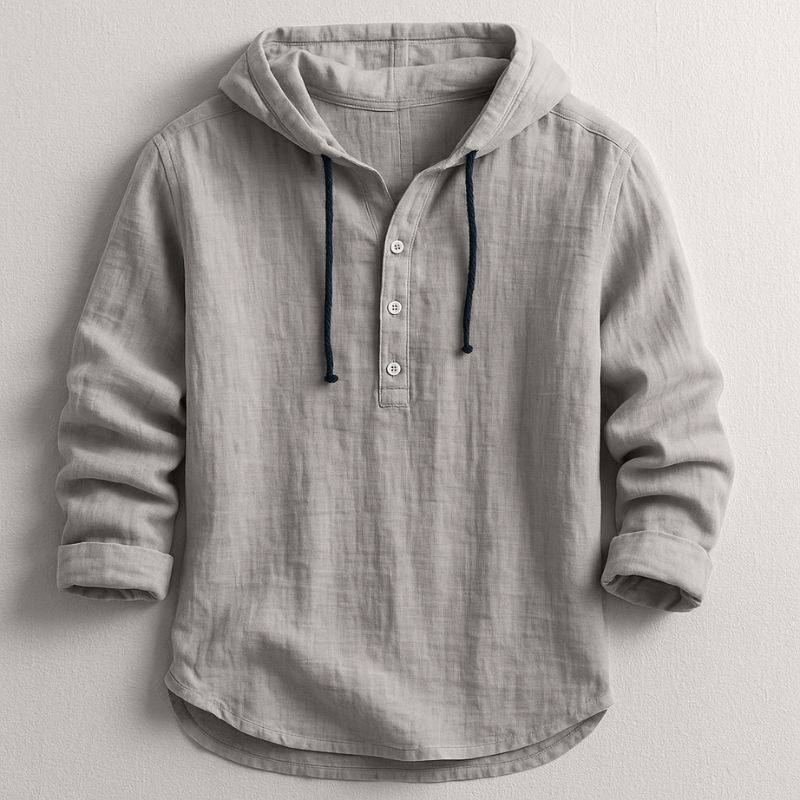 Ranches | Men’s Hooded Shirt with Long Sleeves and Rounded Hem