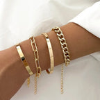 Elora | 4 Piece Deja Bracelet Set – Luxury Designer Jewelry Stack & Slimming Minimalist Wrist Cuff Default