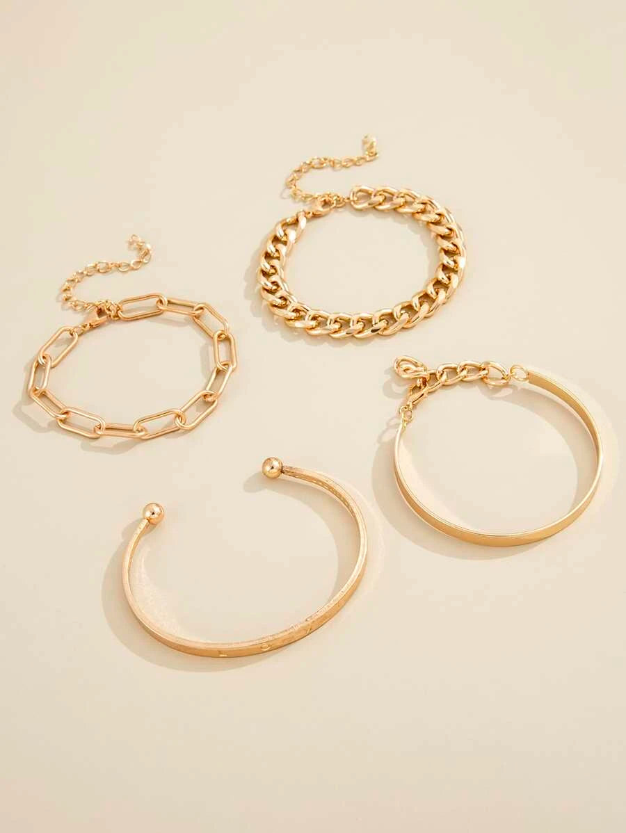 Elora | 4 Piece Deja Bracelet Set – Luxury Designer Jewelry Stack & Slimming Minimalist Wrist Cuff