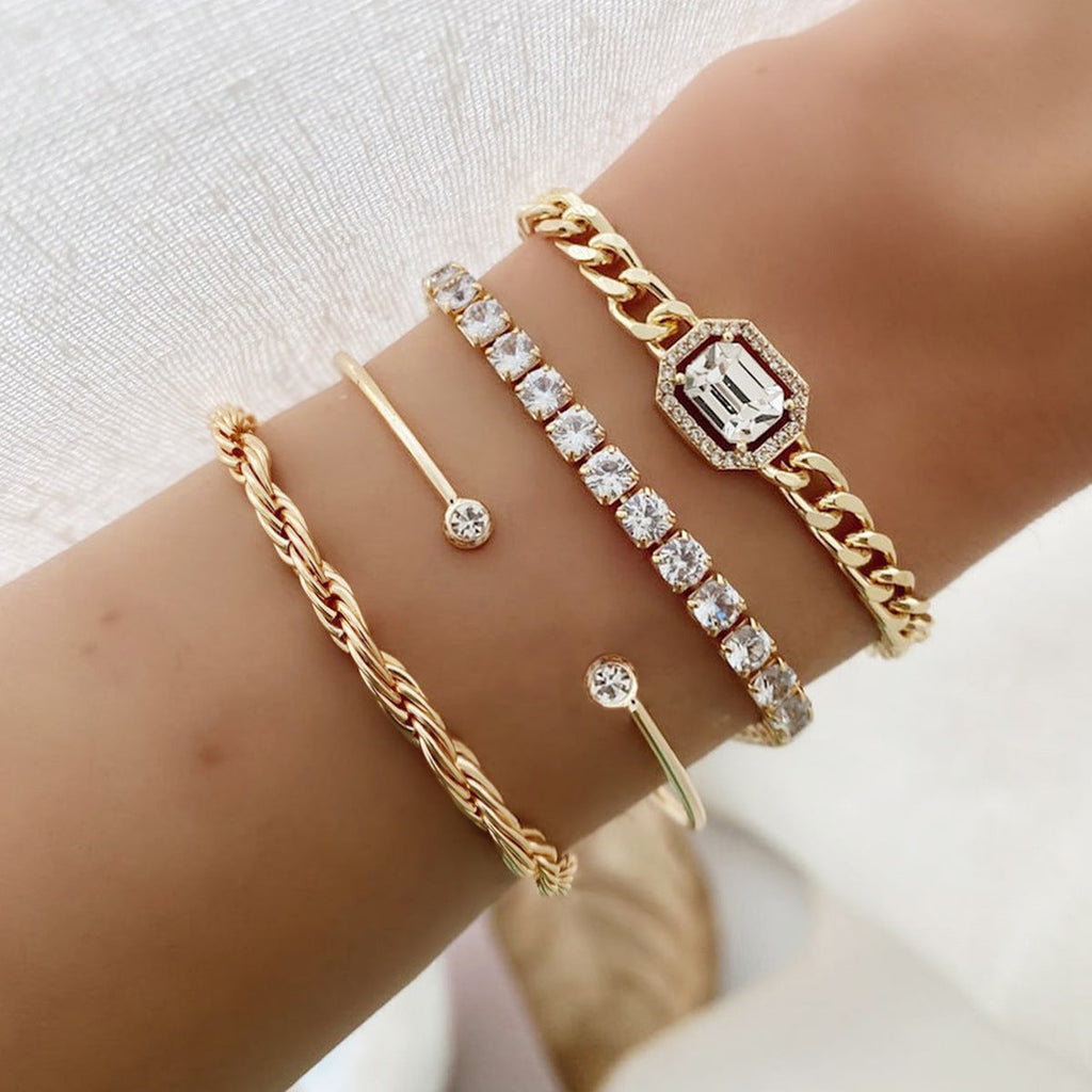 Solene | 4 Piece Venus Bracelet Set – Luxury Designer Multi-Layer Jewelry & Tailored Minimalist Aesthetic Wristwear 18K Gold Plated