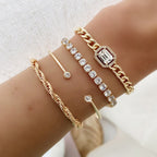Solene | 4 Piece Venus Bracelet Set – Luxury Designer Multi-Layer Jewelry & Tailored Minimalist Aesthetic Wristwear 18K Gold Plated